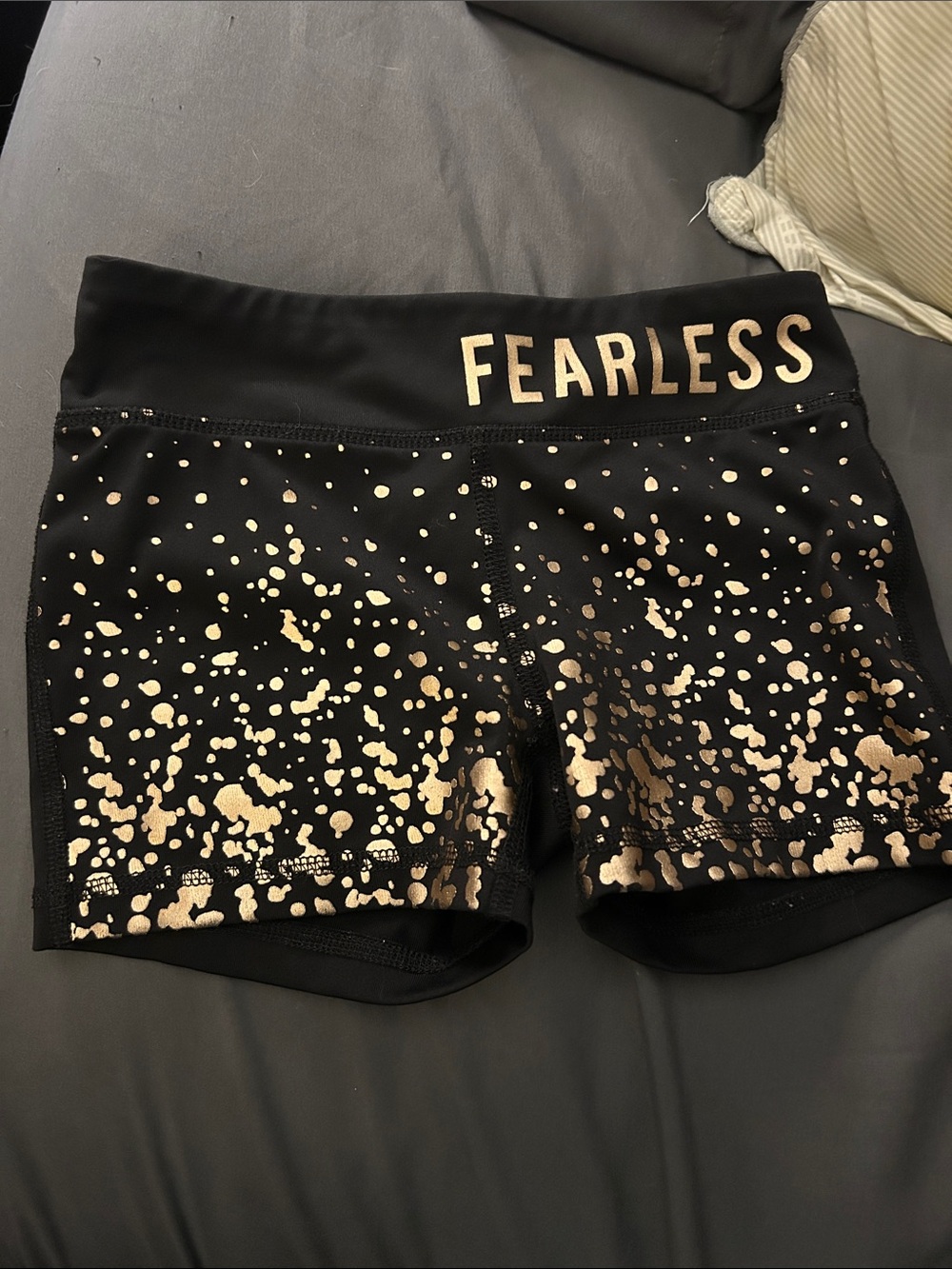 Fearless Black & Rose Gold Active Shorts - Kids